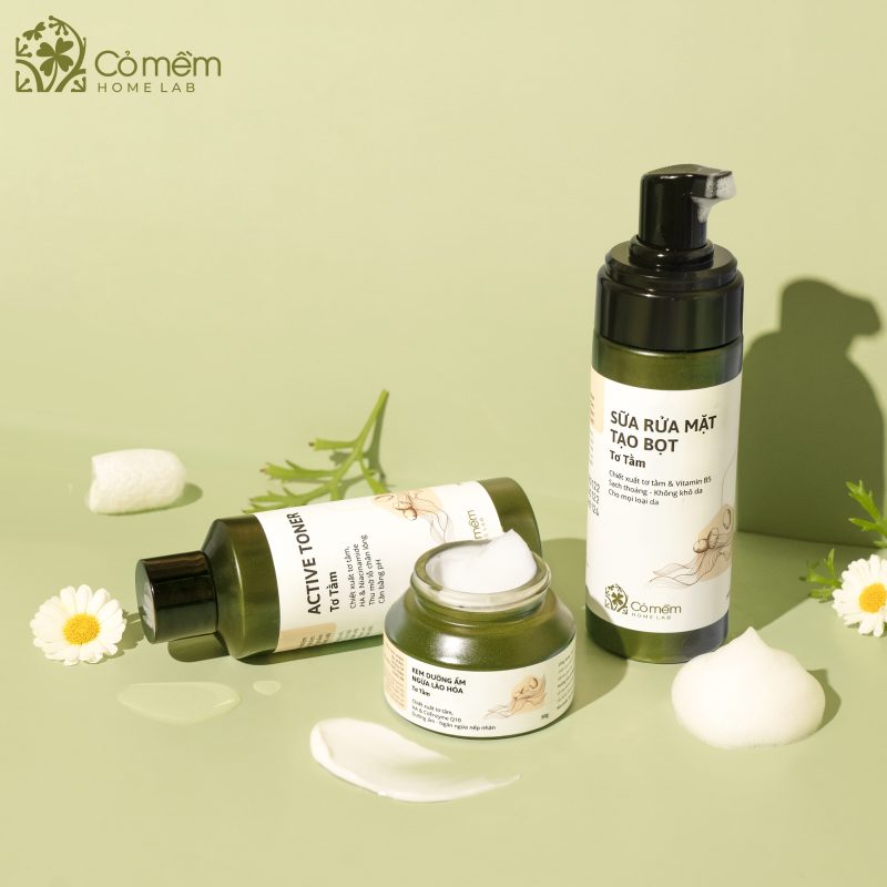 Bộ sản phẩm chăm sóc da tơ tằm Cỏ Mềm